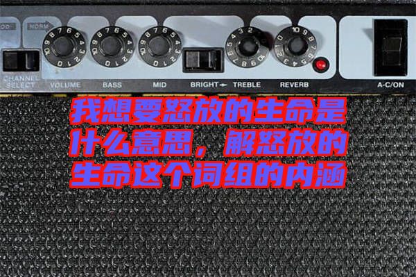 我想要怒放的生命是什么意思，解怒放的生命這個(gè)詞組的內(nèi)涵
