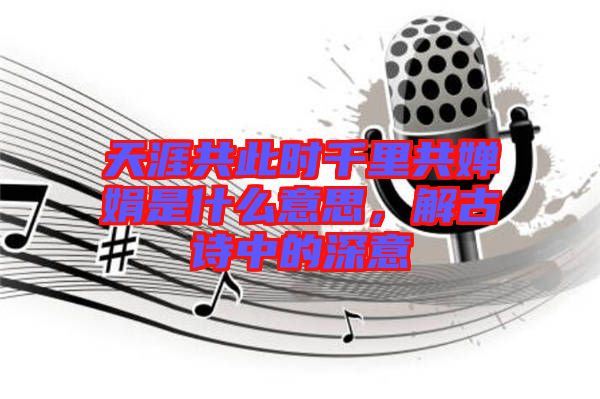 天涯共此時千里共嬋娟是什么意思，解古詩中的深意