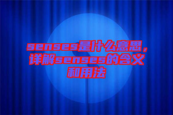 senses是什么意思，詳解senses的含義和用法
