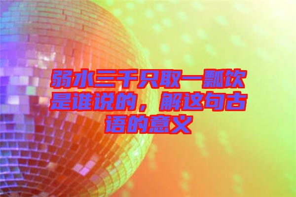 弱水三千只取一瓢飲是誰說的，解這句古語的意義