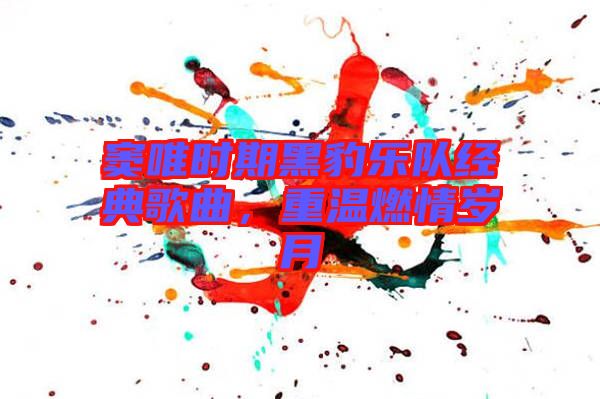 竇唯時(shí)期黑豹樂(lè)隊(duì)經(jīng)典歌曲，重溫燃情歲月