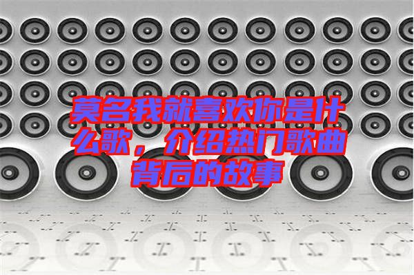 莫名我就喜歡你是什么歌，介紹熱門歌曲背后的故事