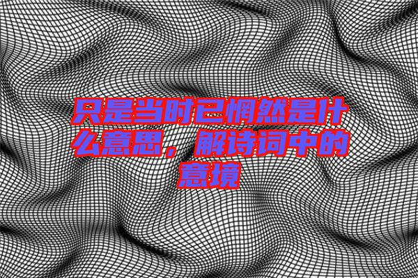 只是當(dāng)時已惘然是什么意思，解詩詞中的意境