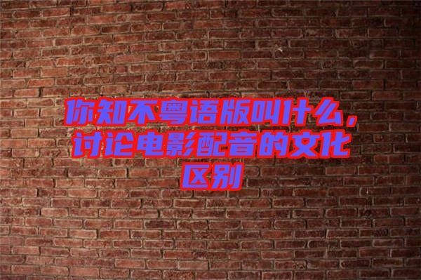 你知不粵語(yǔ)版叫什么，討論電影配音的文化區(qū)別