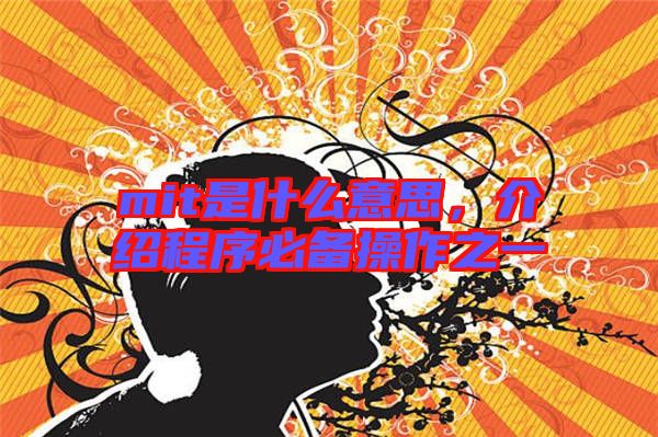 mit是什么意思，介紹程序必備操作之一