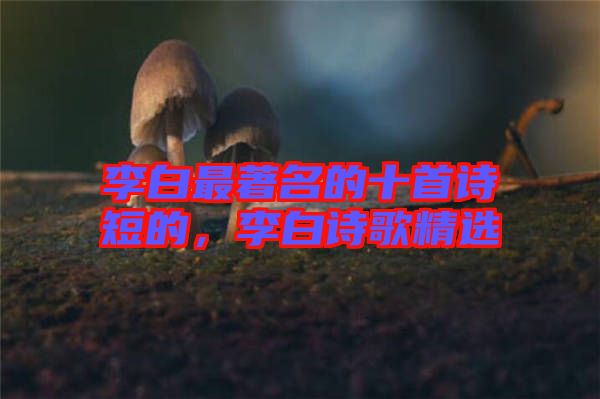 李白最著名的十首詩短的，李白詩歌精選