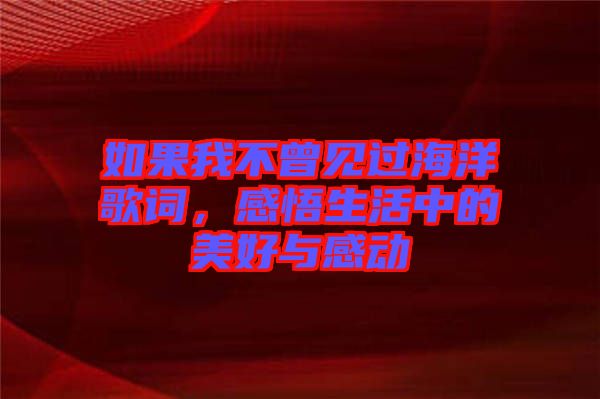 如果我不曾見(jiàn)過(guò)海洋歌詞，感悟生活中的美好與感動(dòng)