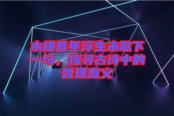 木槿昔年浮生未歇下一句，探尋古詩中的哲理意義