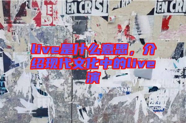 live是什么意思，介紹現(xiàn)代文化中的live演