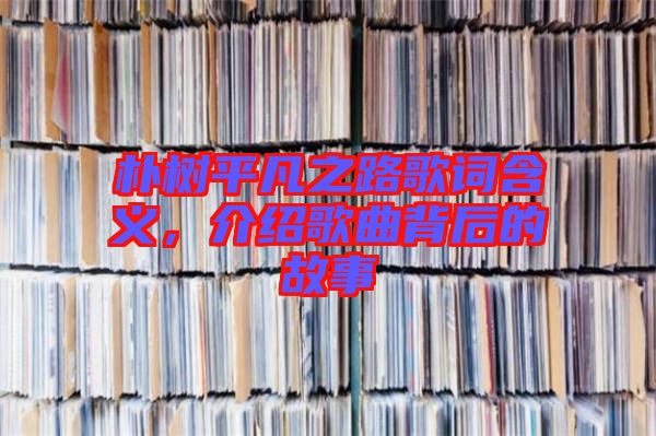 樸樹(shù)平凡之路歌詞含義，介紹歌曲背后的故事