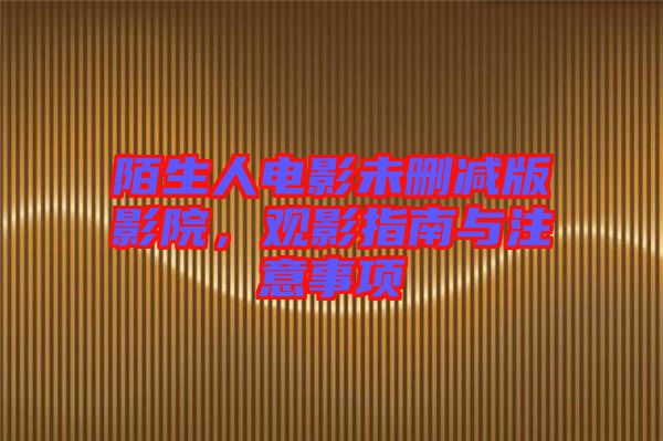 陌生人電影未刪減版影院，觀影指南與注意事項(xiàng)