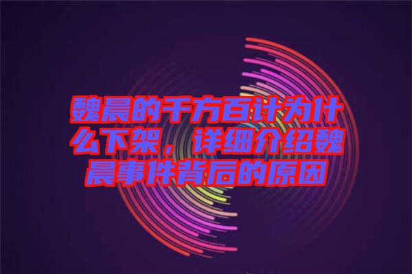 魏晨的千方百計(jì)為什么下架，詳細(xì)介紹魏晨事件背后的原因