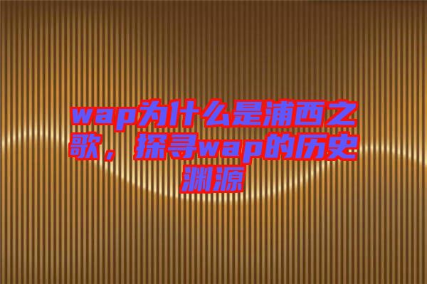 wap為什么是浦西之歌，探尋wap的歷史淵源