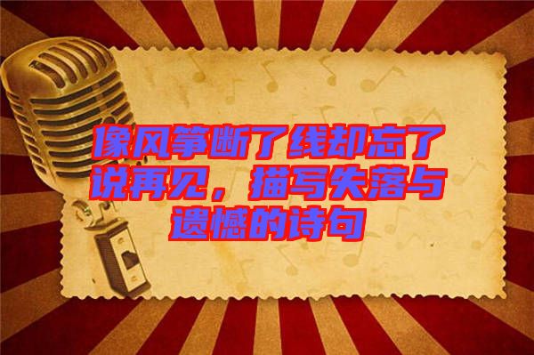 像風(fēng)箏斷了線卻忘了說再見，描寫失落與遺憾的詩句