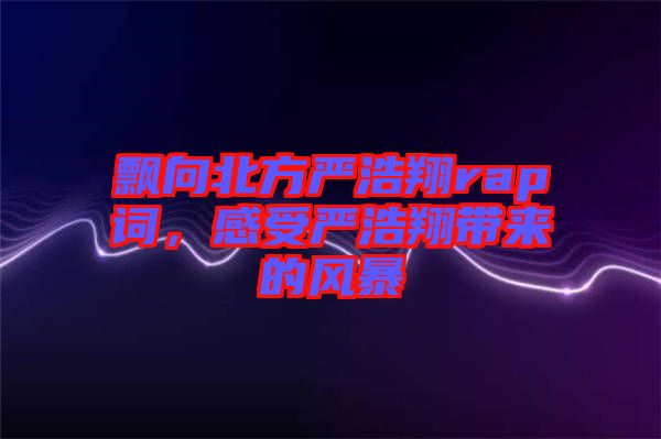 飄向北方嚴(yán)浩翔rap詞，感受嚴(yán)浩翔帶來的風(fēng)暴