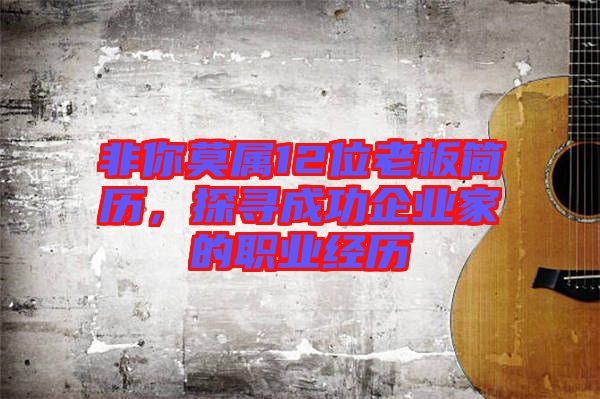 非你莫屬12位老板簡歷，探尋成功企業(yè)家的職業(yè)經(jīng)歷