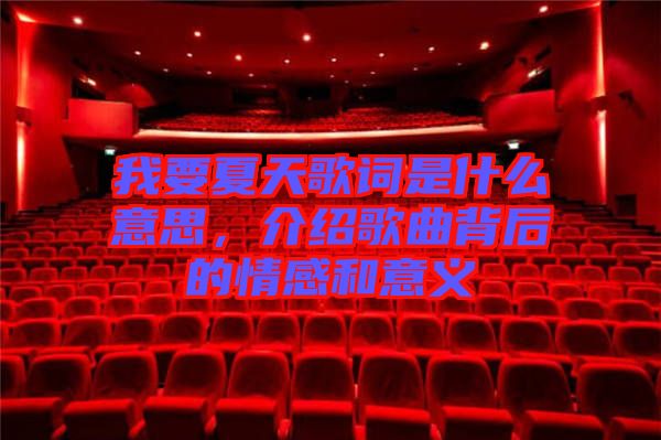 我要夏天歌詞是什么意思，介紹歌曲背后的情感和意義