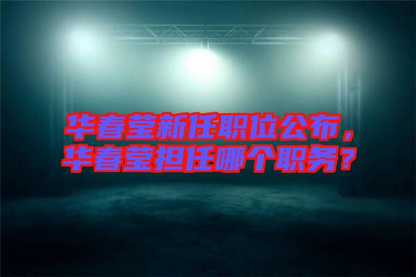 華春瑩新任職位公布，華春瑩擔任哪個職務？