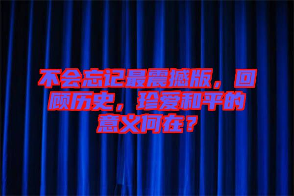 不會忘記最震撼版，回顧歷史，珍愛和平的意義何在？