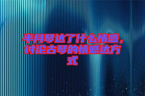 半月琴達了什么情感，討論古琴的情感達方式