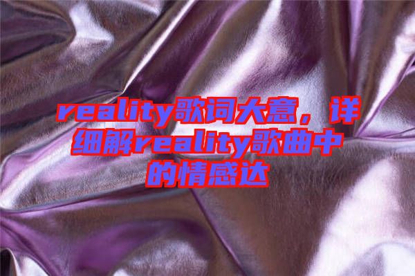 reality歌詞大意，詳細(xì)解reality歌曲中的情感達(dá)