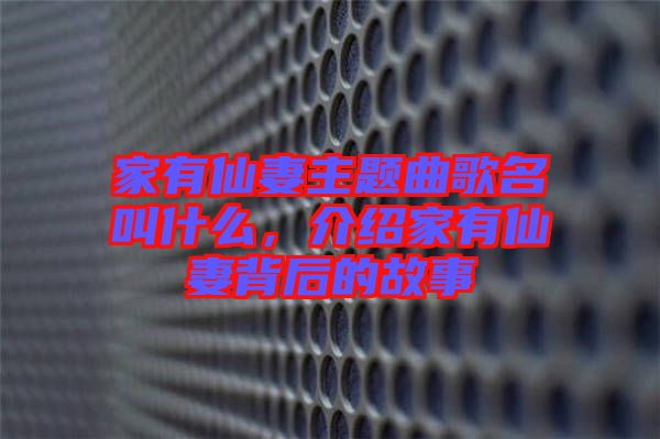 家有仙妻主題曲歌名叫什么，介紹家有仙妻背后的故事