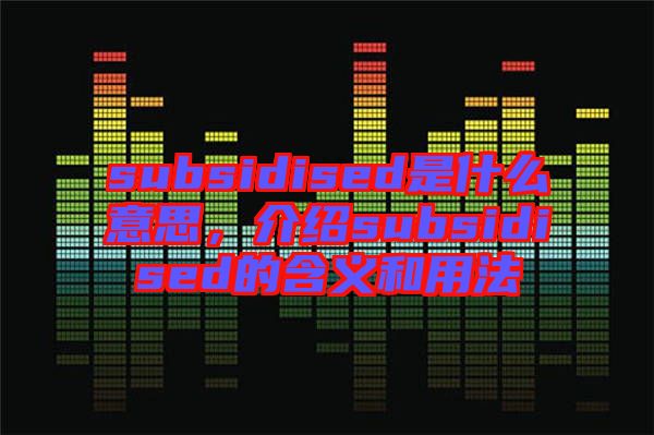 subsidised是什么意思，介紹subsidised的含義和用法