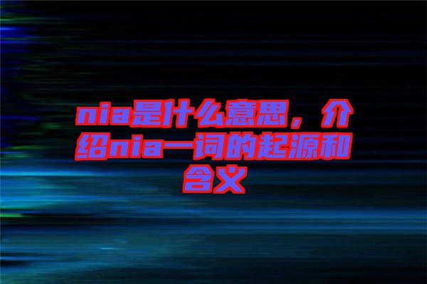 nia是什么意思，介紹nia一詞的起源和含義