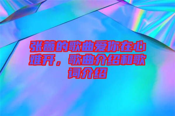 張薔的歌曲愛你在心難開，歌曲介紹和歌詞介紹