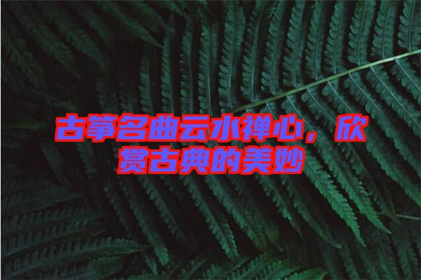 古箏名曲云水禪心，欣賞古典的美妙