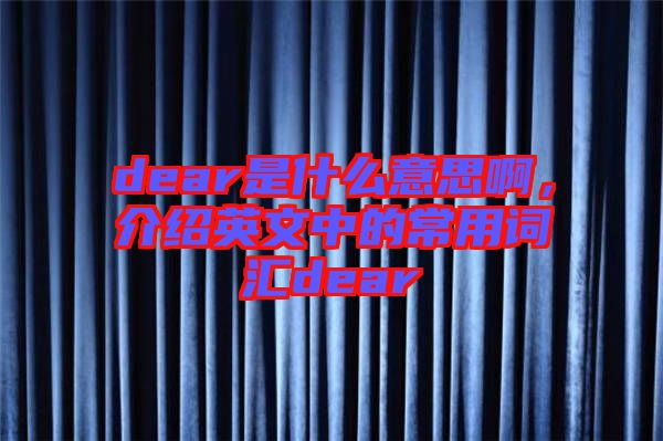 dear是什么意思啊，介紹英文中的常用詞匯dear