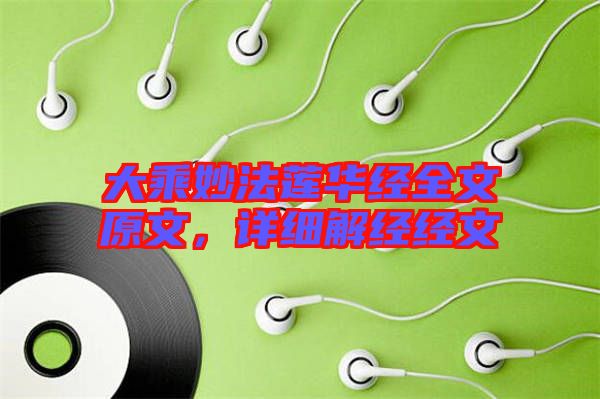 大乘妙法蓮華經全文原文，詳細解經經文