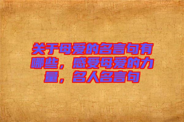 關于母愛的名言句有哪些，感受母愛的力量，名人名言句