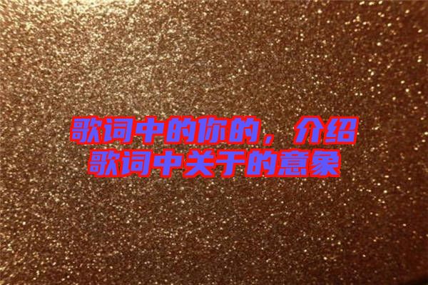 歌詞中的你的，介紹歌詞中關(guān)于的意象