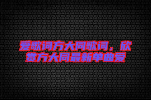 愛歌詞方大同歌詞，欣賞方大同最新單曲愛