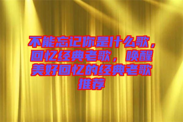 不能忘記你是什么歌，回憶經(jīng)典老歌，喚醒美好回憶的經(jīng)典老歌推薦