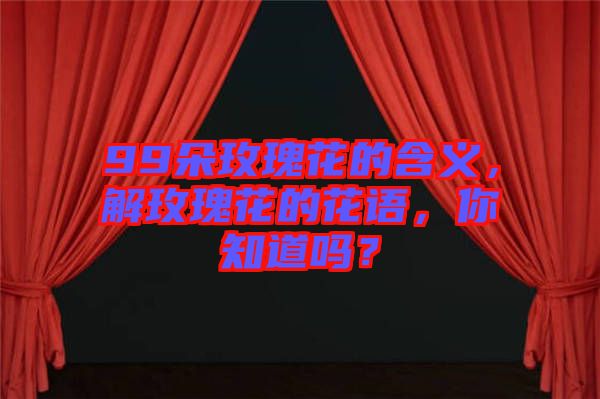 99朵玫瑰花的含義，解玫瑰花的花語，你知道嗎？