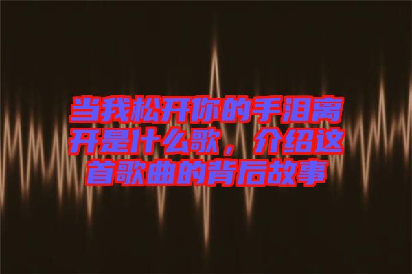 當(dāng)我松開你的手淚離開是什么歌，介紹這首歌曲的背后故事