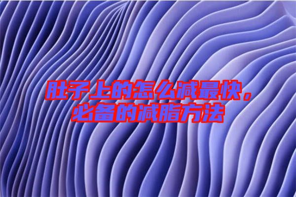 肚子上的怎么減最快，必備的減脂方法