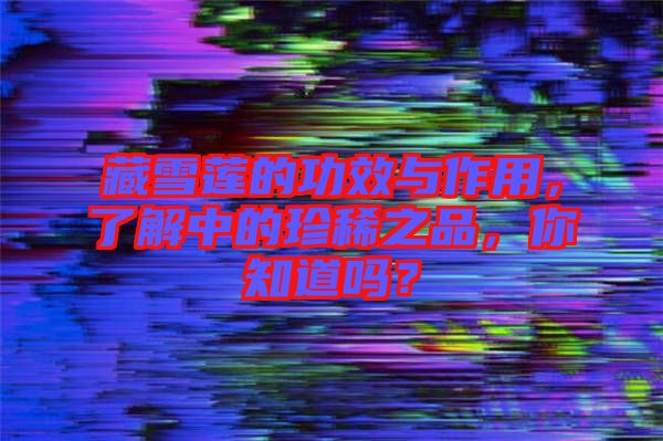 藏雪蓮的功效與作用，了解中的珍稀之品，你知道嗎？