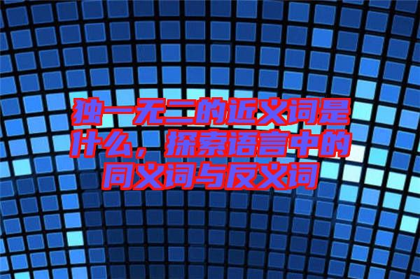 獨(dú)一無二的近義詞是什么，探索語(yǔ)言中的同義詞與反義詞