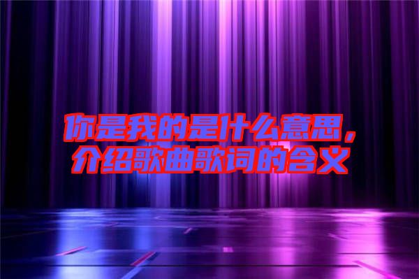 你是我的是什么意思，介紹歌曲歌詞的含義