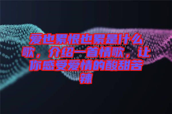 愛也累恨也累是什么歌，介紹一首情歌，讓你感受愛情的酸甜苦辣