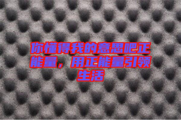 你懂得我的意思吧正能量，用正能量引領生活