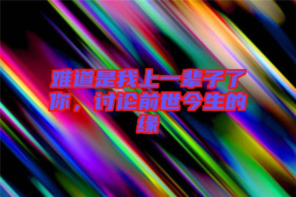 難道是我上一輩子了你，討論前世今生的緣