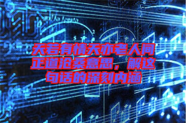 天若有情天亦老人間正道滄桑意思，解這句話(huà)的深刻內(nèi)涵