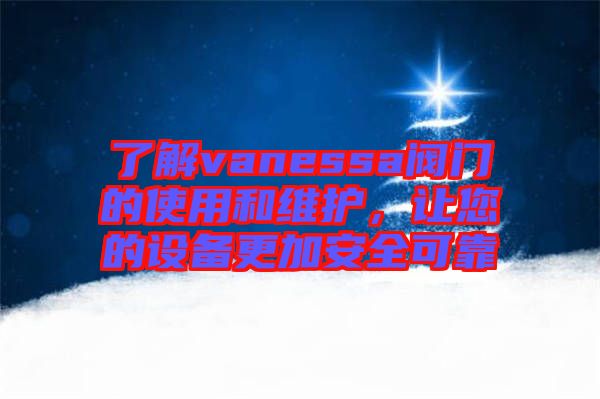 了解vanessa閥門的使用和維護，讓您的設備更加安全可靠