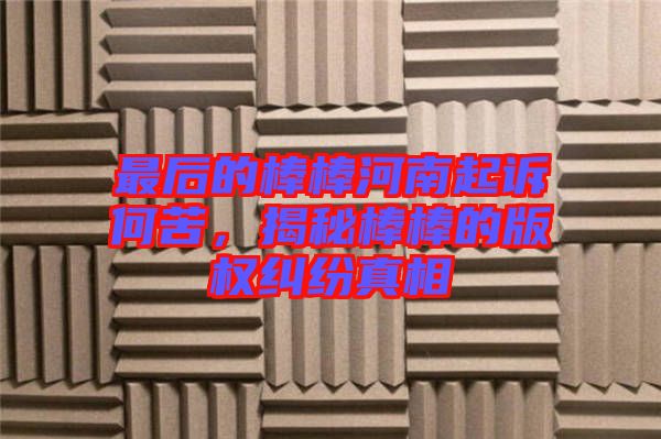 最后的棒棒河南起訴何苦，揭秘棒棒的版權(quán)糾紛真相