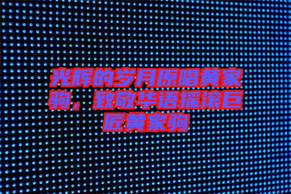 光輝的歲月原唱黃家駒，致敬華語搖滾巨匠黃家駒