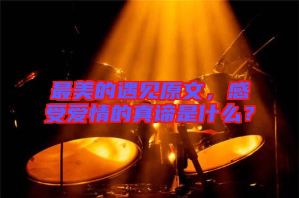 最美的遇見原文，感受愛情的真諦是什么？